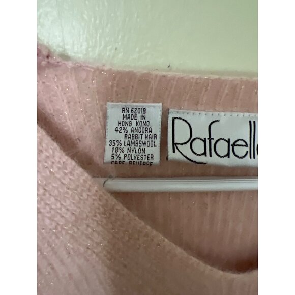 Rafaella M Pink Angora & Lambswool Blend V-Neck Sweater - Picture 5 of 12